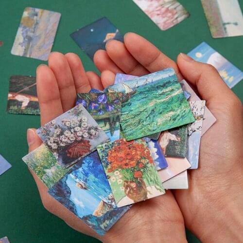 45 pcs INS Scenic painting Art gallery Stickers Scrapbooking supplies Flowers aesthetic stationery Sticker Deco Diary art marker