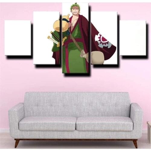 5 Piece Wall Art Canvas Anime Manga Pirate King Figure Solon Posters And Pictures Modern Home The Wall Decoration Paintings