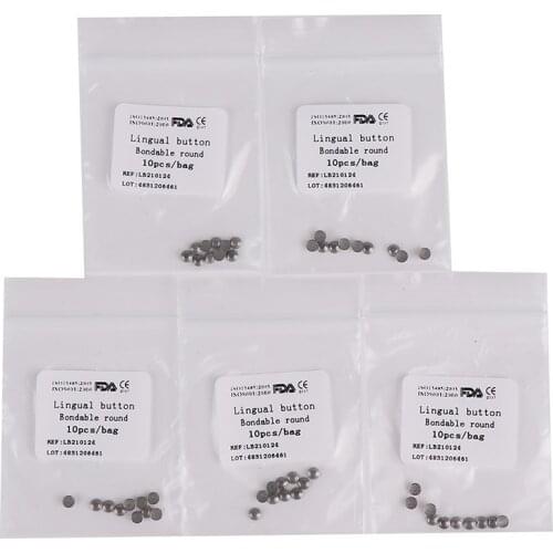 50pcs=5packs Dental Orthodontic Ortho Lingual Buttons Buckle For Bondable Round Base Tooth White Jewelry Decoration