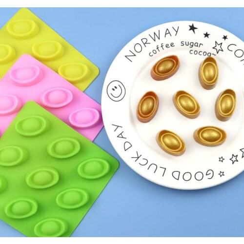 9 cavity gold ingot shape silicone chocolate mould Ice cube sugar art clay mould Cake decoration