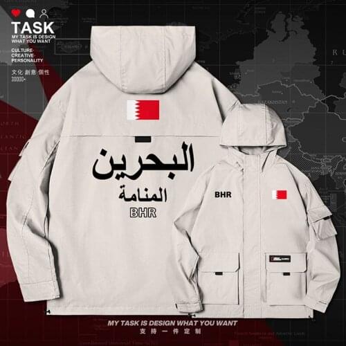Bahrain BHR men jacket hooded nation flag windbreaker mens trench coat men casual long sleeve fashion mens autumn clothes