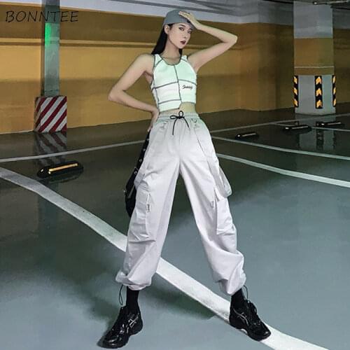 Cargo Pants Womens High Waist Ribbon Pockets Thicken Velvet Plus Size 4XL Warm Loose Leisure Streetwear Unisex Hip Hop Fashion