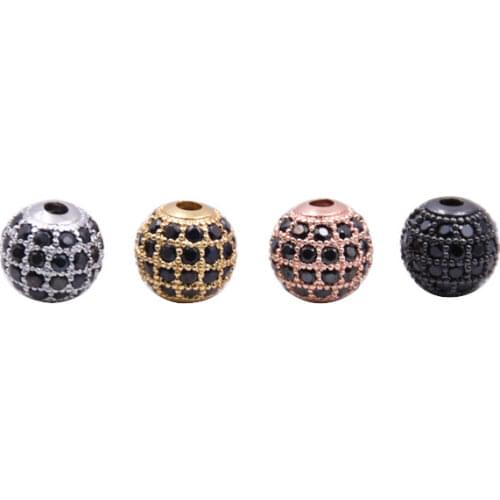 HYHONEY 4 Color Beads & Jewelry Micro Pave Zircon 8mm Disco ball DIY Bracelet Accessories Copper Brass DIY Jewelry