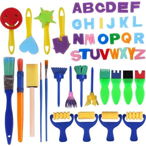 DIY Painting Foam Sponge Brush Sculpture Clay Apron Moulds Tools Kit for Children Kids Early Art Education Learning Drawing Toy