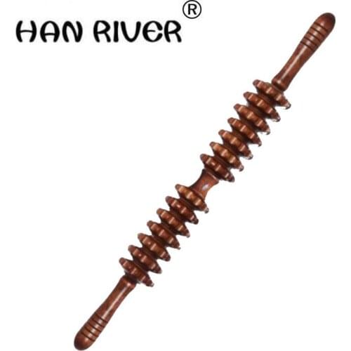 Ecru 14 coarse yoga meridian shaft rod body massage stick wheel pounded his waist back massage neck leg wooden massager