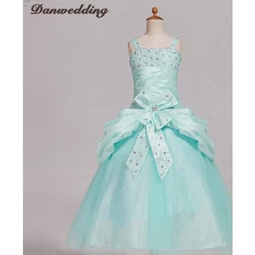 Elegat Frist Communion Dress Girl Pageant Evening Dress Tulle Hand Made Pick-Ups Flower Girl Dress For Wedding Kids Prom Dress