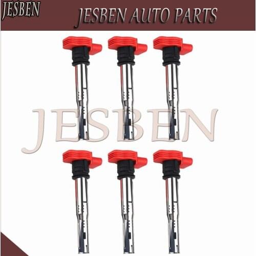 6PCS 06E905115E 07K905715F Ignition Coil Fit For AUDI A4 A5 A6 Avant A7 A8 Q5 Q7 CAYENNE 2.4 2.8 3.0 3.2 FSI quattro 2004-2016