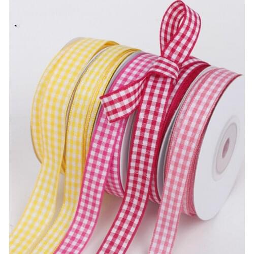 20 yard/roll 10mm 15mm 20mm 25mm Plaid Checked Gingham Ribbon DIY Apparel Sewing Fabric Birthday Party Cake Gift Box Wrapping