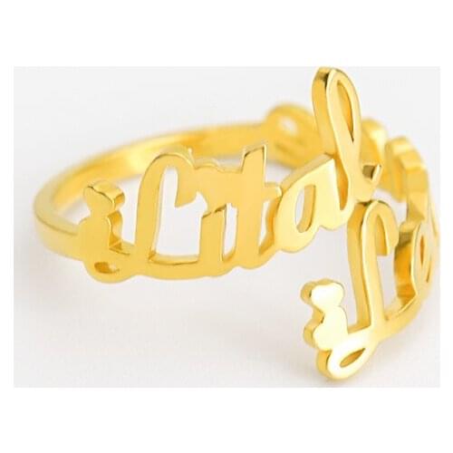 Double Name Rings For Lovers Custom Rings Two Names Wedding Rings For Couple Jewelry Gold Stainless Steel anillos Anel Bague