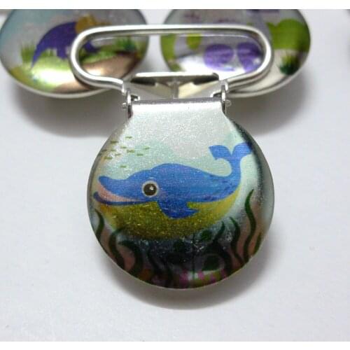 25pcs 1'' 25mm Custom Logo Whales Round Suspender Clips