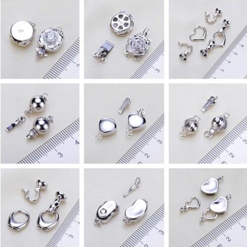Jewelry Making DIY Heart-shaped Circular Silvery Connector Clasps Findings Women Fashion Beads Pearls Bracelets Metal Clasps
