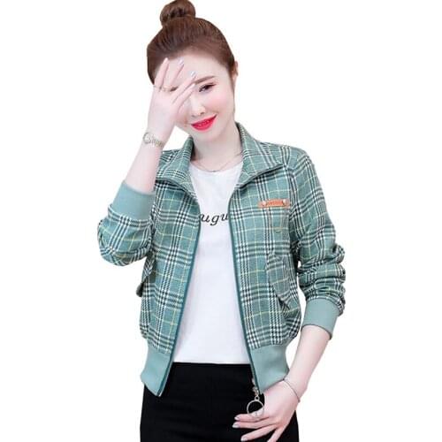 Spring Female Autumn Fashion Small Coat Casual Korean Street Trend All-match Women Temperament Plaid Loose Short Jacket OK934