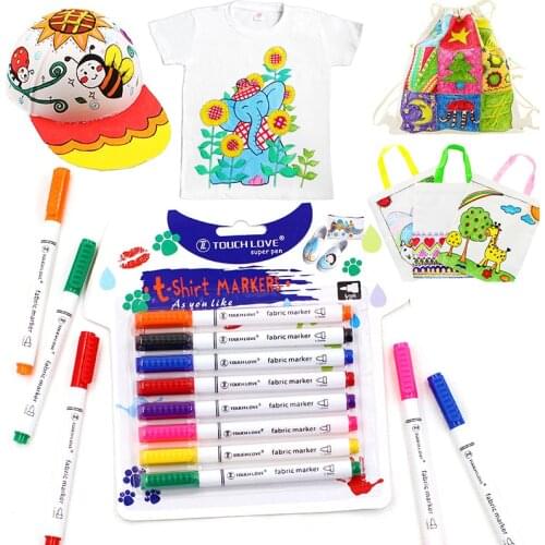 8 Colors/Set Fabric Paint Marker Pen Clothes Textile DIY Crafts T-shirt Graffiti Pigment Painting Pen School&Office Stationery