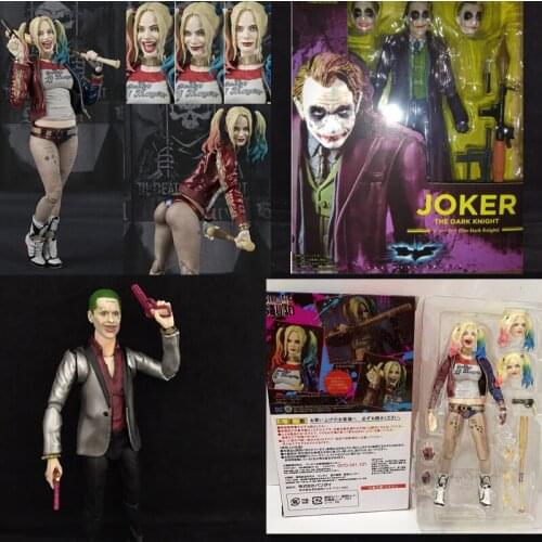 SHF Joker Heath Ledger Quinn Action Figure The Dark Knight Collectible Toys Christmas Gift 15cm
