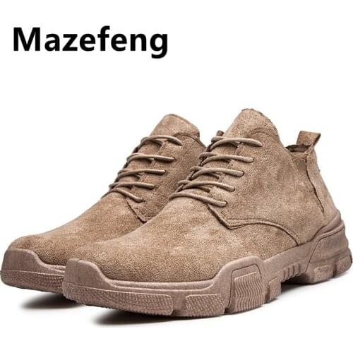 Mazefeng Men Casual Boots 2020 Spring Autumn Comfy Lace-up Leather Mens Boots Men Fashion Sneakers Shoes Man Lace-up Men Boots