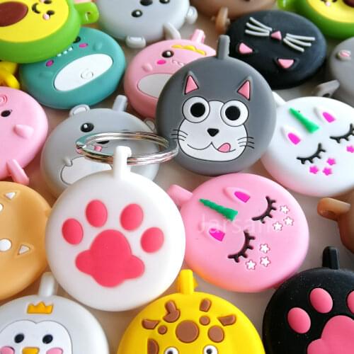 Cute Cartoon Dog Cat Case For AirTag Tracker Locator Anti-Lost Keychain Soft Silicone Protective for Air Tag Cover