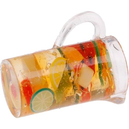 1Pcs 1:12 Dollhouse Miniature Food Mini Resin Fruit Tea Cup Simulation Drinks Model Toy Dollhouse Accessories