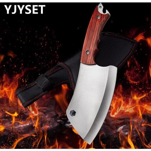 Multifunctional Chopping Knife Outdoor Camping Knife Bottle Opener Broken Window Cutting Vegetables Meat Mini Portable Sheath