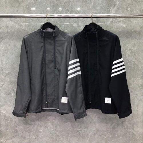 2021 Fashion Brand Jacket Men Zipper Cardigans Clothing Spring Autumn Stand Collar Striped Loose Wool Cotton Casual Coat