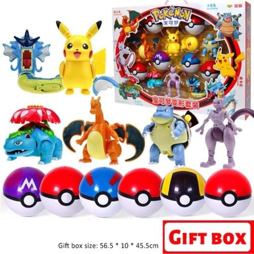 Pokemon Toys Set Pocket Monster Pikachu Deformed Action Figure Dragon Game Ball Model Charmander Anime Christmas Halloween Gift