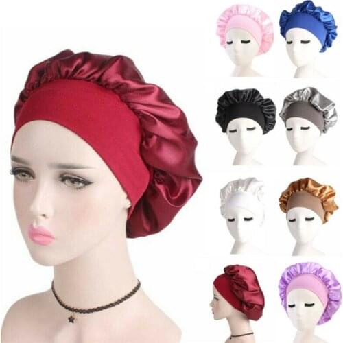 New Women Satin Solid Sleeping Hat Night Sleep Cap Hair Care Bonnet Nightcap For Women Men Unisex Cap