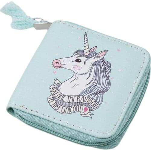 1Pc Cartoon Unicorn Women Wallet Coin Purse Students Kids Zip Small Zero Female Fashion Ladies Wallet Card Holder