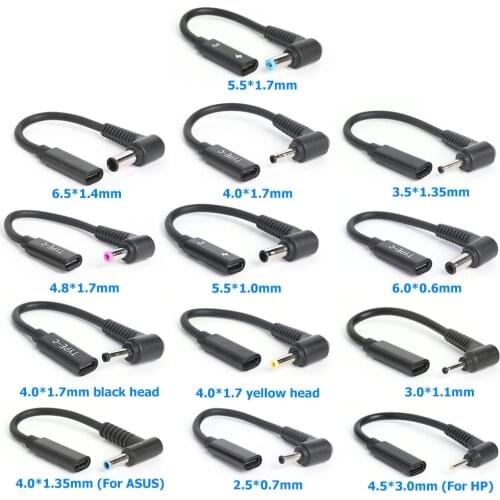 New USB Type C Female to 90 Degree Right Angle DC Connector Adapter PD Charging Power Supply Charger Converter Cable for Laptop