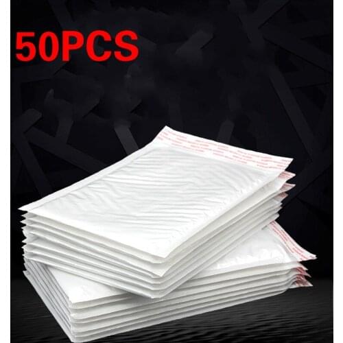 50pc Office Stationery Paper White Envelope Paper Bubble Bag Foam Collision Postage Delivery Bag Closet Organizer Storage Bags