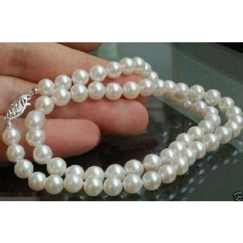 WHITE Freshwater Cultured PEARLS NECKLACE 17"