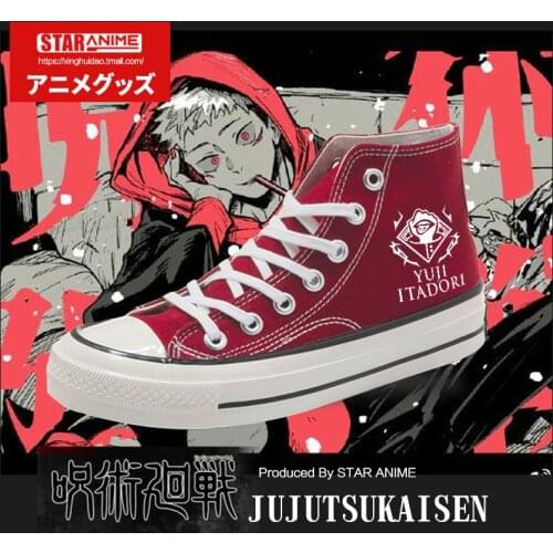 Jujutsu Kaisen Yuji Itadori Gojo Satoru Canvas Shoes Women Men Student Ankle Boots Sneakers High Top Sport Shoes Autumn Winter