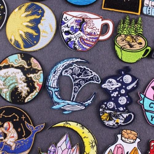 Cartoon Animals Patch Iron On Embroidery Patches For Clothing Badge Iron On Patch For Jackers Wave Embroidery Patch Stripes DIY