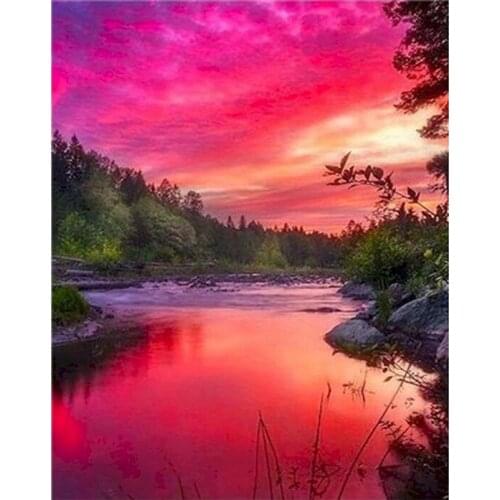 PhotoCustom Acrylic Painting By Numbers Scenery DIY Paint By Numbers On Canvas Hand Painting 60x75cm Frameless Home Decor Gift