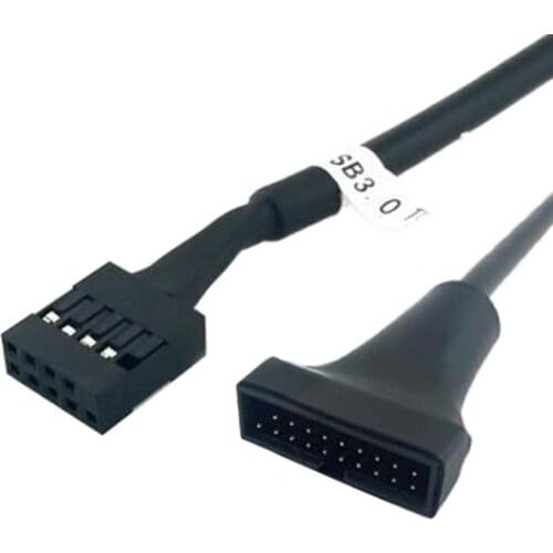 PC USB 2.0 9Pin Male to Motherboard 3.0 20Pin Female Adapter Cable Converter