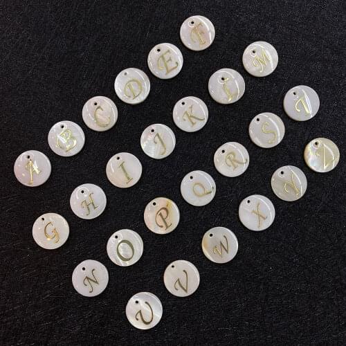 Natural Freshwater Shell Letter Pendant Necklace Bracelet Fashion Accessories DIY Handmade Small Shell Pendant Size 15mm