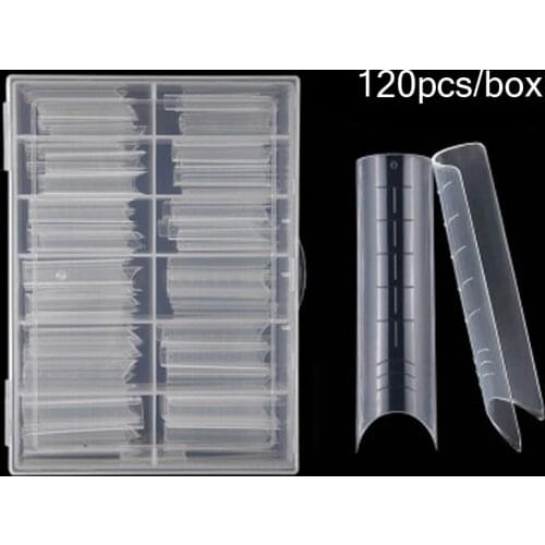 120pcs/box Clear Dual Extra long Nail Forms Nail System Quick Building Gel Mold Tips For Nail Extension Form UV Gel Mold Tips YT