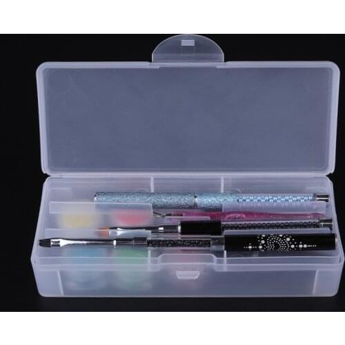 1Pc Rectangle Double-layer Nail Art Tool Empty Storage Box Tweezers Clippers Pens Polishing Nail Buffer Files Plastic Container