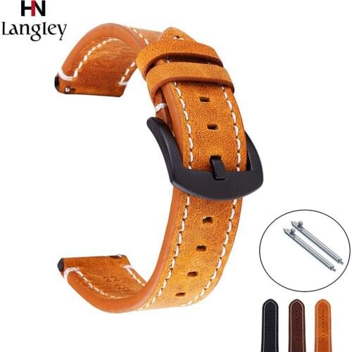 18 19 20 21 22 24mm Width Quick Release Retro Genuine Leather Watchband For Gear S3 S2 Comfortable Buckle Watches Accessories
