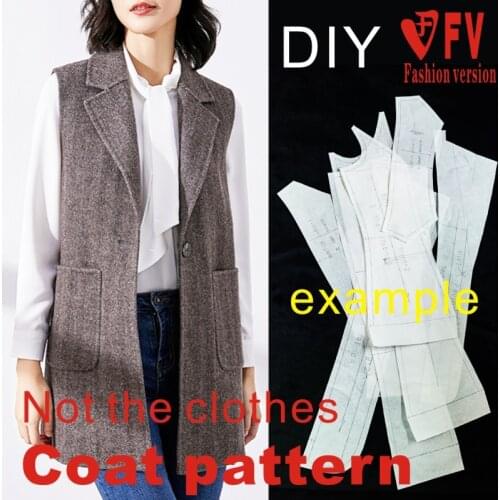 Garment pattern double-sided cashmere waistcoat pattern womens coat 1:1 cutting structure design drawing BFY-297
