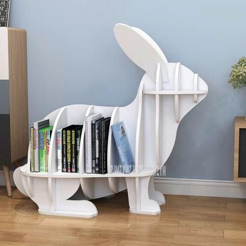S/M Creative Animal-shaped Rabbit Bookcase Kindergarten Kids Furniture Childrens Bookshelf Rack Home Decoration Floor Ornaments