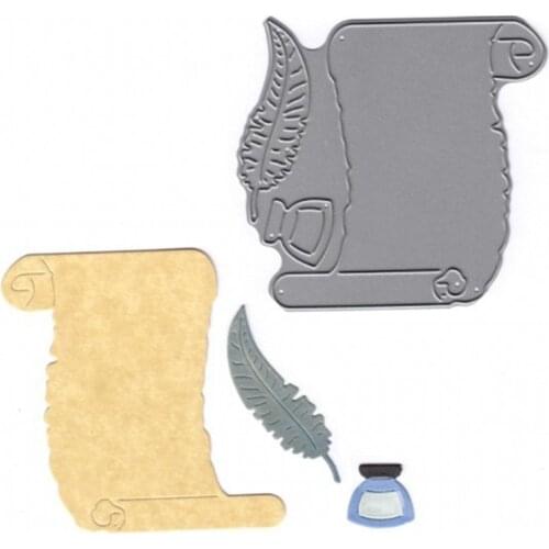 Quill-Pen Volume Ink Metal Cutting Dies Stencils For DIY Scrapbooking Decorative Embossing Suit Paper Cards Die Cutting Template