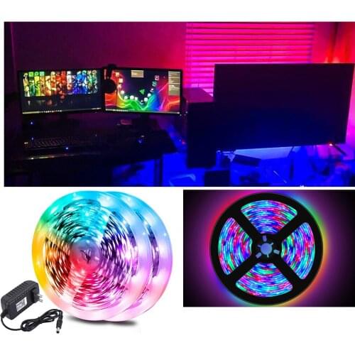 Led Strip 5M 10M LED Light With Remote Control 3528 Light Bar RGB Set IP65-Waterproof 10M Power Supply 44 Key Controller