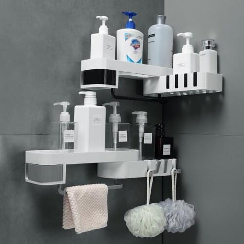 Corner Shower Shelf Bathroom Shampoo Shower Shelf Holder Kitchen Storage Rack Organizer Wall Mounted Rack