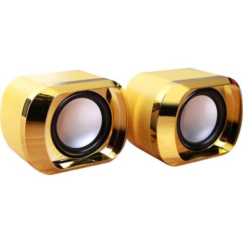 USB 2.0 Notebook Speakers Wired Stereo Mini Computer Speaker for Desktop Laptop Notebook PC MP3 MP4 3.5mm AUX IN gold