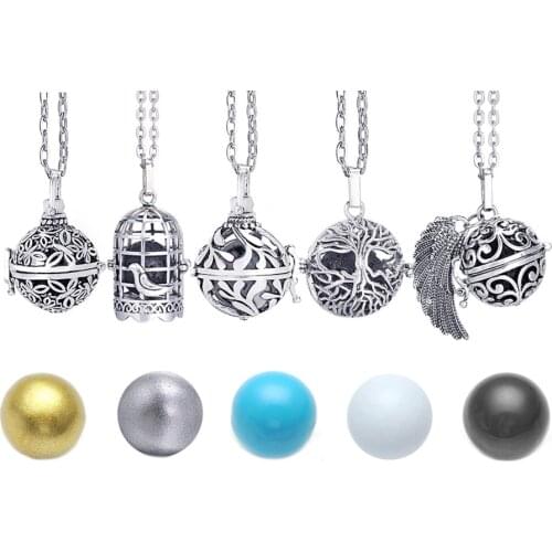 Vintage Pregnancy Necklace Mexico Chime Music Angel Ball Caller Locket Necklace for Aromatherapy Essential Oil Pregnant Women