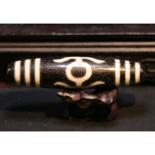 Magic Power Tibetan Old Agate Black White Faqi Vajra Dorje Long dZi Bead Amulet Timestown