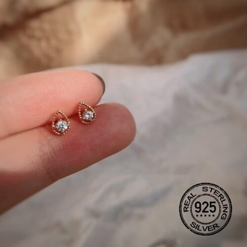 S925 Silver Earrings For Women Zircon Drop Gilt French Fashion Cuet Simple Retro Design Student Party Female Gift Jewelry INEFFA