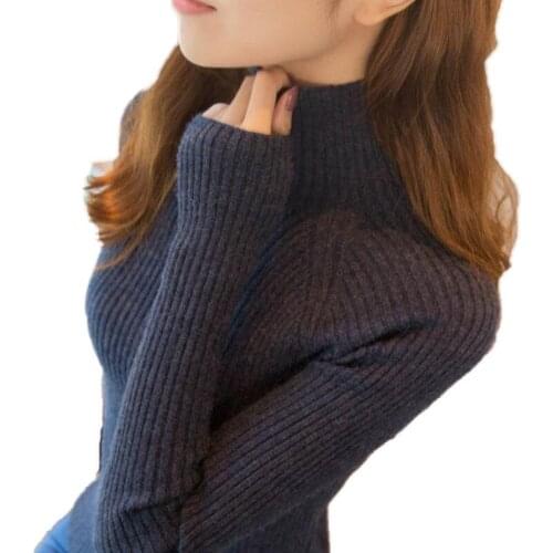 2021 Autumn Winter Thick Sweater Women Knitted Ribbed Pullover Sweater Long Sleeve Turtleneck Slim Jumper Soft Warm Pull Femme