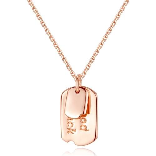 S925 Sterling Silver Size Tag European and American Trendy Letters Nameplate Ladies Pendant Necklace