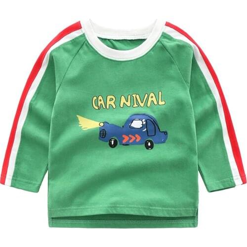 ZWY830 Spring Autumn Kids Boys T Shirt Cartoon Print Long Sleeve O-neck Baby Girls T-shirts Tops Cotton Children T-shirt