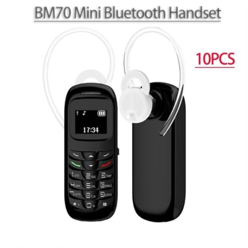 10PCS Wireless Bluetooth Earphone Bm70 Mini Mobile Phone Cellphone Stereo Unlocked Super Thin GSM L8STAR Smallest Cellphone